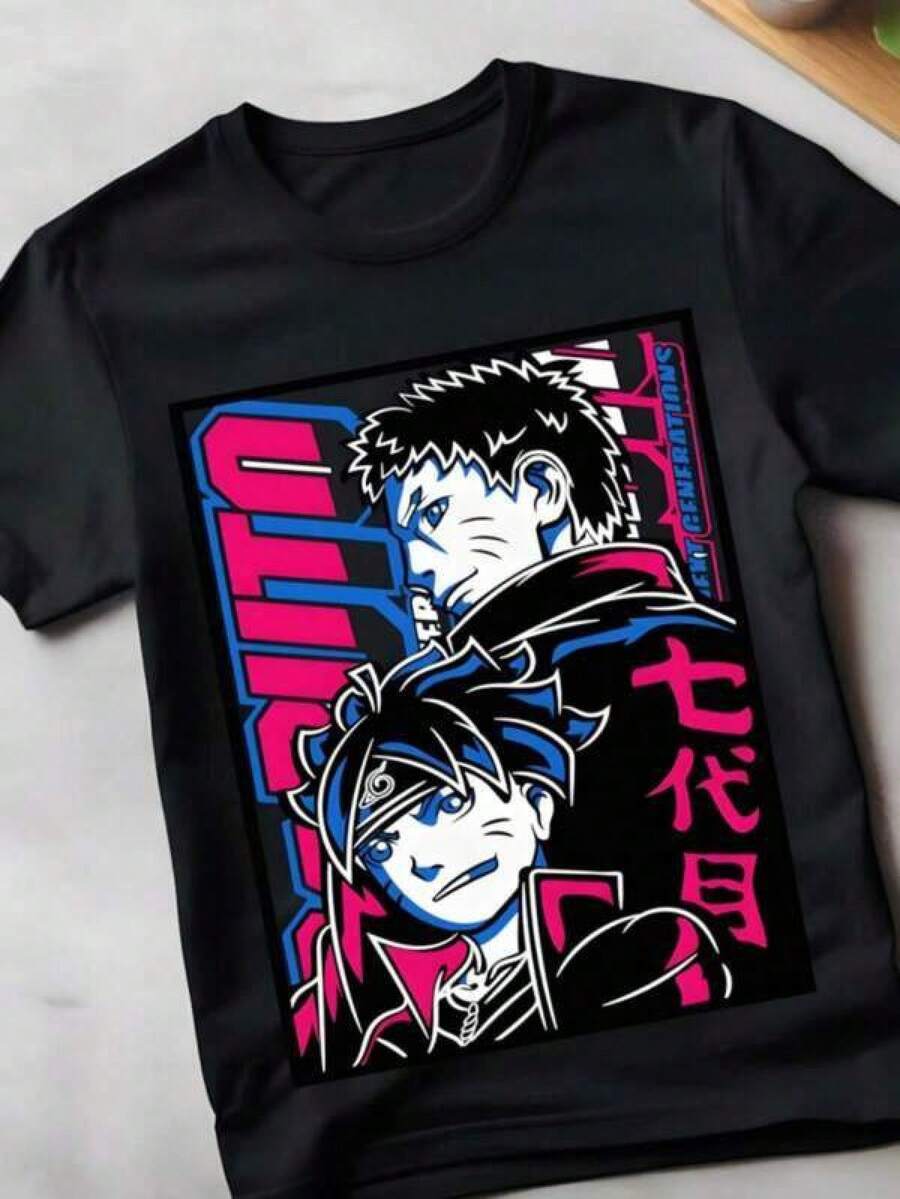 Unique Print Casual T-Shirt Itachi Uchiha T-Shirt Pain Horror Anime Gift Shirt All Size,Soft And Breathable Fabric,Comfortable And Loose,Suitable All Day Wear,Suitable Office Casual Wear,Spring And Summer Daily Appearance, Suitable For Halloween, Parties And Daily Wear - Black - View 1