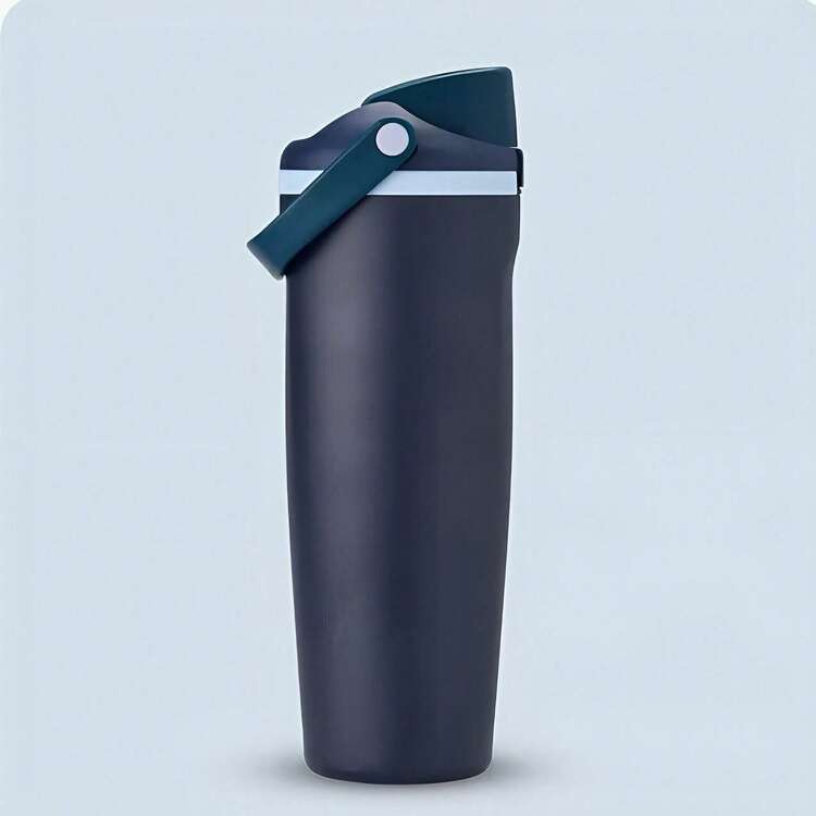 887ml (30oz) Vaso aislado de acero inoxidable con pajita, taza de café con asa, botella de agua de gran capacidad casual, botella de agua para deportes al aire libre, modo de bebida dual, regalo de vuelta a la escuela, compatible con tapas O-Wala, adecuado para viajes, oficina, campamento, cocina (Jade brillante de nieve/Tueste claro/Eucalipto/Negro profundo) - 30 oz (887 ml) - Añade 16