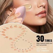 Esponja de maquillaje de tamaño grande, forma de gota de agua angulada, uso dual en seco y húmedo, no absorbente, suave y elástica, adecuada para todo tipo de piel, para base de maquillaje, corrector, BB cream, loción, esponja de maquillaje reutilizable, herramienta cosmética práctica para viajar - Rosa Pálido - Ver 6