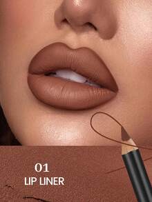 Pudaier 哑光裸色唇线笔，奢华丝绒柔滑唇膏，持久不晕染，适合勾勒唇形和填充唇部 - 03 - 查看 2