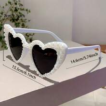 Light Luxury Pink Heart-Shaped Glasses With Artificial Pearl Decoration Fashion Frame UBWC - 粉灰漸層色 - 查看 8