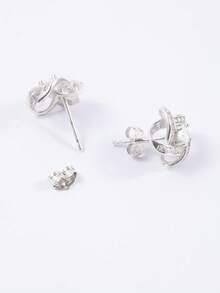 FOREVER QUEEN Juego de aretes y collar de la serie Satélite de plata de ley 925, adecuado para mujeres/niñas, circonita cúbica de grado 5A, empaquetado en caja de regalo para joyería - Plateado - Ver 6