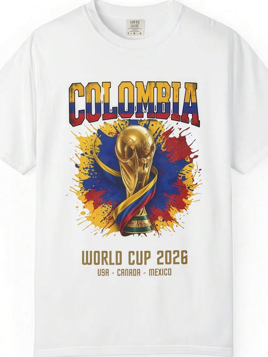 Colombia World Cup 2026 T Shirt Colors, Soccer Fan Tee, Football Shirt Unisex Gift For Couples - trắng - Xem 1