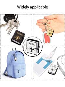 1pc/3pcs/6pcs Mini Bible Keychain, Christian Keychain, Real Paper Material, Readable, Christian Cross Keyring, Car Key Chain, Fashionable Gift, Accessory, Casual Car Key Fob, Mini Book Keyring - Multicolor - View 9