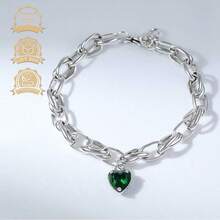 1件时尚925纯银立方氧化锆皇冠心形手链，优雅艺术，适合日常佩戴和送礼。 - 銀色 - 查看 7