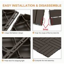 9 piezas de baldosas para terraza de 11,8 x 11,8 pulgadas, Baldosas de plástico para todo tipo de clima, para el patio trasero, terraza, pórtico, alberca, balcón - A - Ver 10