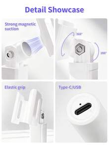 XEIJAYI 1pc White Handheld Nail Lamp With Screen Display Stand, 360 Degree Rotatable Multi-Functional Stand, Can Hold Nail Stickers Heating Lamp, With Lamp Holder - White - View 9