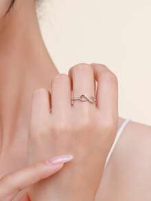 1 buah Cincin Elegan Infinity Love Perak Sterling 925, Cocok untuk Pakaian Pernikahan Romantis Wanita - Perak - View 3