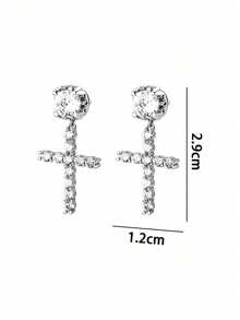 1 Pair Fashionable Cross Shaped Earrings, Suitable For Daily Wear By Men And Women - Cross - View 10