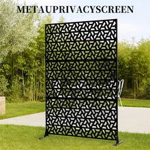 Panel Separador Portátil de Metal, Biombo de Privacidad de Pie 183 cm Alto, para Terraza, Balcón o Hogar, Resistente al Clima y Montaje Sencillo - Estilo 3 - Ver 3
