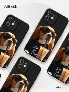 JURSUE Cute Kawaii Fashion Aesthetic Cartoon Funny Shockproof Protective Soft Phone Case Compatible With IPhone 17 16 15 14 13 12 11 Pro Max SE 2020 X XR XS Ip 8 7 Plus MZ0157 - Black - View 4