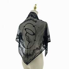 三角围巾，刺绣设计透气面料刺绣围巾，时尚轻薄材质三角方形围巾头巾 - 彩色 - 查看 9