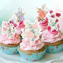 DBaby In Bloom Baby Shower Cake Cupcake Toppers Little Wildflower Food Picks Pink Girl Party Decoration - 如圖 - 查看 5