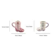 创意个性化可爱陶瓷花朵靴子马克杯，ins风高跟靴造型陶瓷杯 - 彩色 - 查看 2