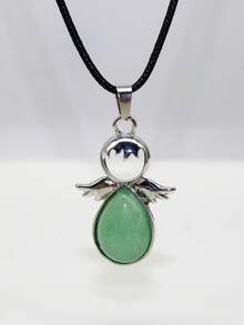 1 pieza Colgante de alas de ángel con ópalo, amatista y gotas de agua sintéticas - Perfecto para manualidades de joyería, collares y pulseras - 1 ángel - Ver 7