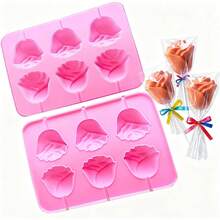 玫瑰硅胶棒棒糖模具，3D立体花朵棒棒糖模具，适用于情人节、母亲节、生日等场合，可DIY制作糖果、巧克力、软糖等。 - 彩色 - 查看 6