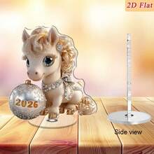 1pc 2026 Acrylic 2D Flat 360 Degree Rotatable New Year Home Decor Desktop Display, Graduation Party Rotating Stand - Multicolor - View 9