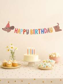 Bộ 1 banner trang trí sinh nhật chó Dachshund, cờ giấy trang trí sinh nhật hình chó Dachshund dễ thương, banner nền chủ đề Dachshund, trang trí tiệc mừng em bé sắp chào đời, phông nền tiệc tiết lộ giới tính, trang trí tiệc sinh nhật lần thứ nhất. - Chó Dachshund - Xem 1