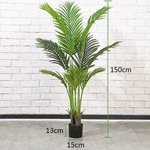 Palmera Artificial de 5 Pies con 12 Troncos Planta de Imitación Areca Tropical en Maceta Decoración para Hogar Jardín 150 cm-B029 - Grande - Ver 7