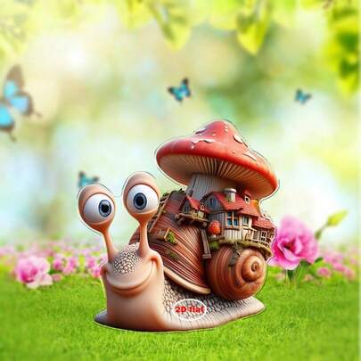 Fantastical Rural Snail Hut Acrylic Garden - Elegant Outdoor Decoration For Farmhouses, Suitable For Courtyards, Lawns, And Holiday Parties - Ideal Gift For Families And Friends -2D Flat, Ground Mounted, No Electricity Required, Animal Themed, Plastic Material