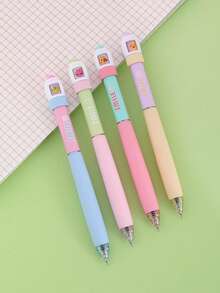 4 Pcs/Box Gel Pens, Fun Spinning Pens, Treasure Face-Changing Series, High-Value Student Stationery Pens For Writing, Exams, And Answering Questions - Treasure Trove Of Emojis - View 5