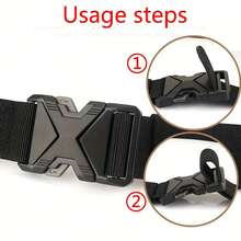 1 Piece Men's Belt Nylon Tactical Automatic Locking Belt, Suitable For Outdoor Sports, Casual Wear, Student Military Training, Youth Summer Leisure Outdoor Sports Or Vacation Travel Or Graduation Gift Or Birthday Clothing Accessories Or Daily Wear - 黑色 - 查看 8