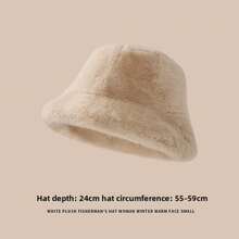 1pc White Fluffy Hat, Cute Influencer Style Thick Warm Bucket Hat, Fashionable Faux Mink Winter Hat, Brimless Beanie For Women - A - View 7