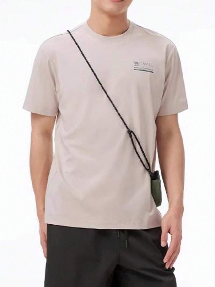 CAMEL CROWN 男士户外速干T恤，夏季轻薄透气吸湿排汗凉爽防晒圆领短袖T恤 - 橡木灰 - 查看 1