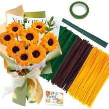 162/312支向日葵彩色棉签，手工制作，附带教程视频，3种混合色棉签批发，适用于向日葵DIY套件，包含花艺铁丝、园艺胶带、贺卡等。 - 向日葵套裝 - 查看 11