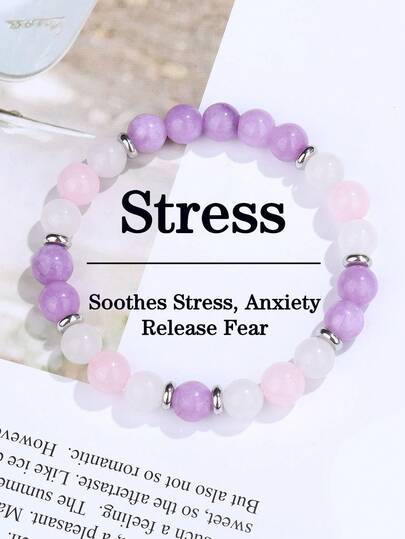 Natural Stone Women's Anxiety Beaded Bracelet, Release Fear, Inner Peace, Promotes Love, Calming, Soothing, Peacefulness Healing Meditation Jewelry Unisex