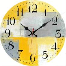1pc Silent Yellow Abstract Wall Clock, Battery Powered Quiet Clock Without Ticking Sound, Suitable For Home Decor - 1PC - View 2