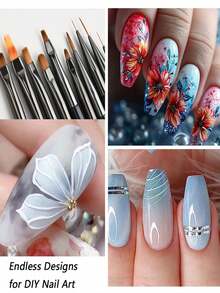 10pcs/Set Black Nail Art Pens, 3D Nail Gel Pens, Professional Acrylic Pens, Gradient Nail Art DIY Tools Accessories - Multicolor - View 6