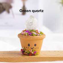 1pc Natural Crystal Mini Raw Stone Clay Pot Base Amethyst Quartz Healing Gemstones Potted Plant Style Crafts Feng Shui Home Hecoration Mini Garden Landscape - Red Clay Raw Stone Ore - View 17