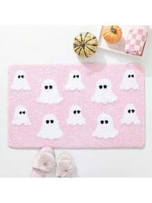 Tapis de bain d'Halloween Fantômes effrayants Décoration gothique de la maison Tapis noirs antidérapants, Cadeaux gothiques effrayants, Tapis de douche mignon pour la salle de bain, la chambre à coucher, la décoration de la maison - Rose bonbon - Voir 1