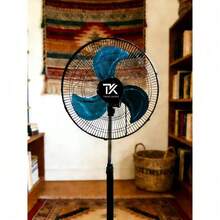 Metal 18 Inch Floor Fan – 3 Speed Adjustable Pedestal Fan for Home & Office – Black Blue - 4 piezas - Ver 2