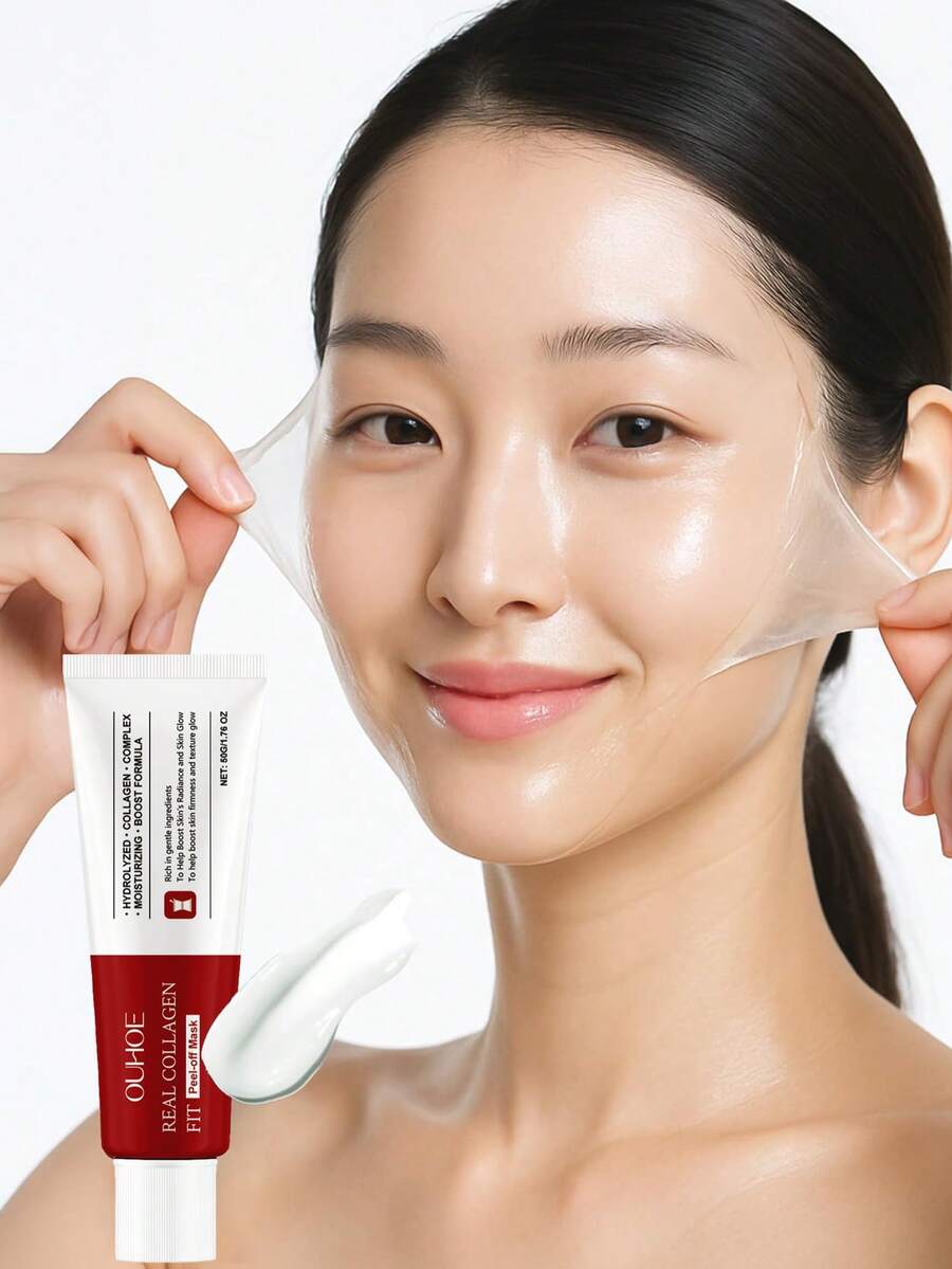 OUHOE Real Collagen Fit, Mascarilla Facial de Colágeno Hidrolizado, Mascarilla Peel Off para Elasticidad, Hidratación, Luminosidad, Piel de Cristal, Hidratante Facial, Cuidado Personal, Cuidado de la Piel Coreano - Collagen - Ver 1