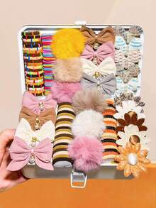 170件/套彩色闪亮蝴蝶结发饰套装，包含蝴蝶发夹、独角兽发夹、彩色蝴蝶结发夹等，适合女孩和女士，打造日常、约会、旅行、上学、情人节、2026新年等场合的甜美可爱造型，包含发夹、马尾发圈和头饰。 - 彩色 - 查看 14