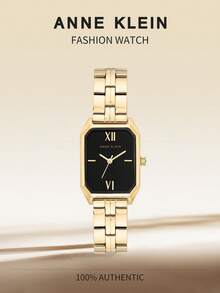 Anne Klein Women's Square Small Dial Watch, Fashionable And Casual Quartz Wristwatch, Steel Band Minimalist Square Quartz Watch, Travel Gift. - Gold - View 1