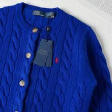 Polo Ralph Lauren Classic Embroidered Wool Cardigan | Cable-Knit Cashmere Blend Crewneck Button-Front Sweater, Women's Timeless Knitwear - 藍色 - 查看 2