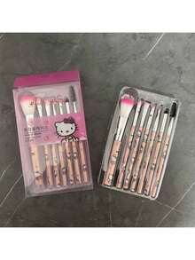 3/7pcs Sanrio Cute Hello Kitty Makeup Brush Set, Low-Irritation Synthetic Bristles, Suitable For Foundation, Blush, Eyebrow, Lip, And Eye Makeup, Comes With Storage Case, Perfect For Gifts, Weddings, Valentine's Day, Travel, Holidays, Parties, Graduations Bathroom Decor - Multicolor - View 2
