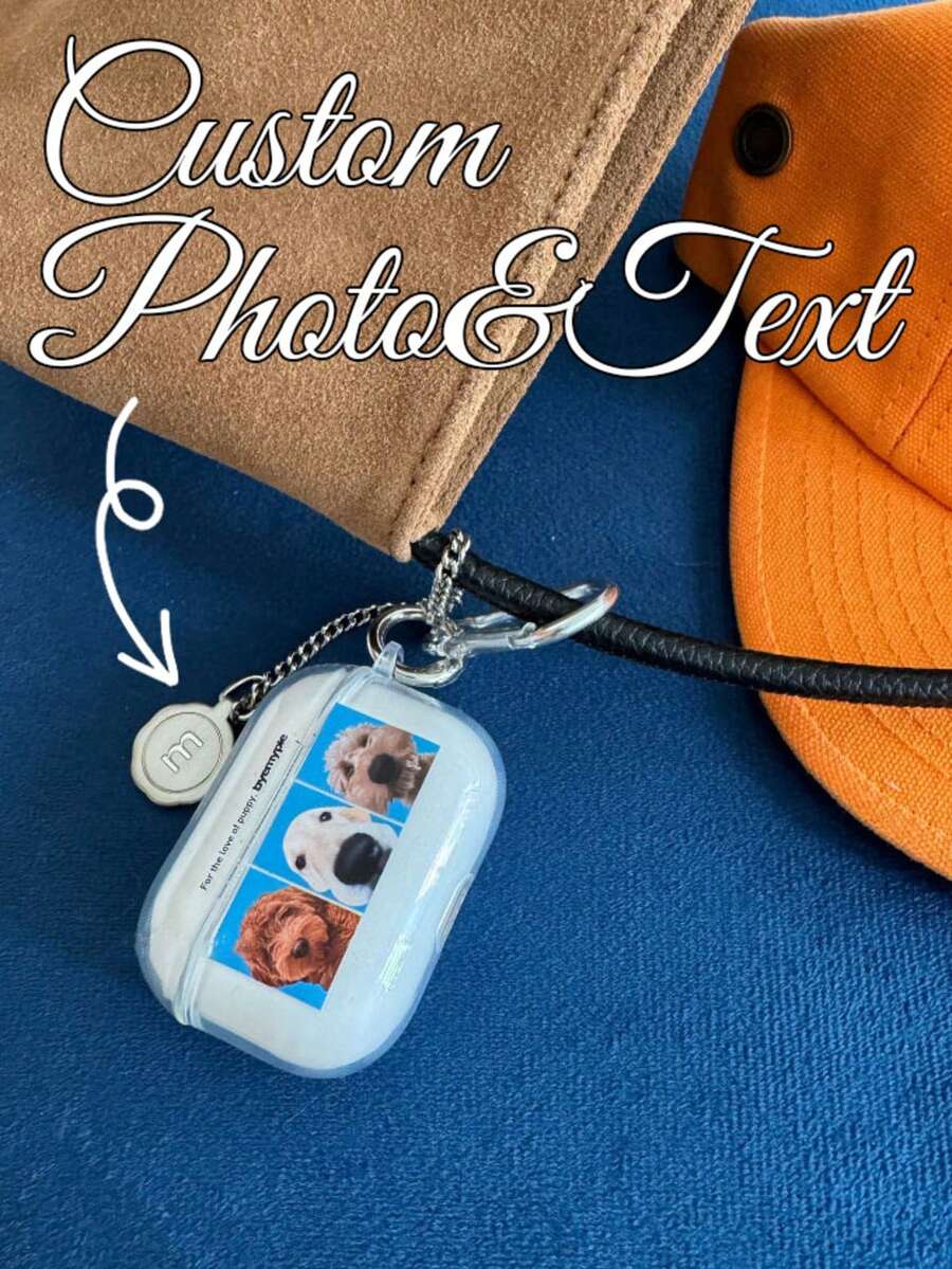 1pc Customized Pet Photo, Customized Pet Catchphrase, Customized Bluetooth Earphone Case - Carry Your Pet's Photo With You, Earphone Protective Case, Transparent Protective Cover - Clear - View 1