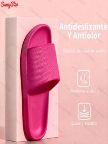 Chanclas de Baño Suaves, Suela Gruesa de 3 cm Antideslizante y Silenciosa, Perfectas para Hogar, Playa y Todas las Estaciones - Rosa Fucsia - Ver 1
