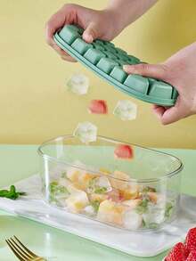 1个便携式大容量带盖冰格，家用及商用DIY冰球冰块模具硅胶制冰器冰格冰块盒 - 彩色 - 查看 9