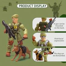 Baimiby Army Men Action FiguresToy Soldiers For Boys Age 4-7 Military Playset Plastic Army Men Toys With 2 Dog Figures 6 Weapons Birthday Gift For Military Collectors Boys 6-8Relieve Stress, Relieve Stress, Boring Toys - D5綠 - 查看 3