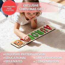 1pc Customized Name Puzzle, Personalized 3D Letter Puzzle And Wooden Name Puzzle. Ideal Gift For Baby Boys And Girls On Birthday, Christmas, Anniversary! - Red and Green On the Right - View 6