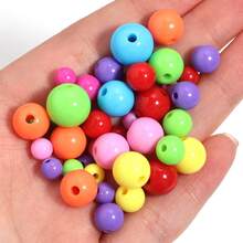 10-100 hạt/gói, hạt acrylic tròn màu trơn 6-20mm, kích thước ngẫu nhiên, thời trang giản dị dễ thương nhiều màu sắc trang trí Giáng sinh thủ công DIY, thích hợp làm vòng tay tình bạn, vòng cổ, trang sức, mặt dây chuyền, móc khóa, đồ trang trí. - Trộn màu ngẫu nhiên - lỗ nhỏ - Xem 8