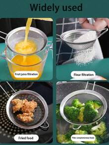 1pc Fine Mesh Strainer, Stainless Steel Colander, Multipurpose Kitchen Tool For Sifting Flour, Tea Leaves, Frying Oil, Coffee Grounds, Juice, Cooking And Baking - View 6