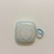 Minimalist Translucent Blue Polka Dot Heart Wing Earphone Case With Hanging Loop, Compatible With Huawei Freebuds 7i, Freebuds 2, Freebuds SE 3, Freebuds 5i, Pro 3 Earphone Cases, Cute Korean Style - Blue - View 5