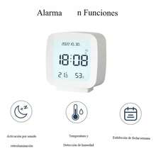 Minimalist, Portable, Small, Multifunctional Desk Clock With Night Light And Temperature And Humidity Meter - White 1pc - View 11