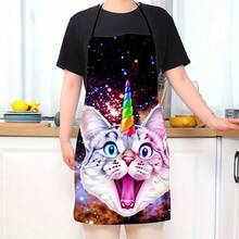 Cat Apron Blue Starry Night Van Gogh Art Cat Face Print For Cooking Baking Kitchen Use - 1pc Blue - View 7